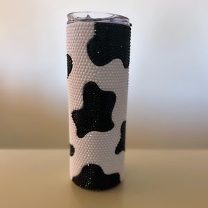 Handmade Cow Print Rhinestone Tumbler